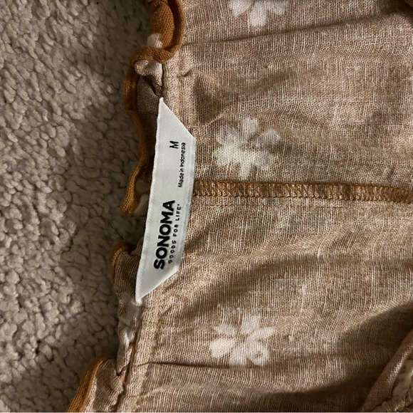 Sonoma Yellow Brown Ruffled Tiered Sundress, Boho, Summer, Festival, Cottagecore - Picture 4 of 6